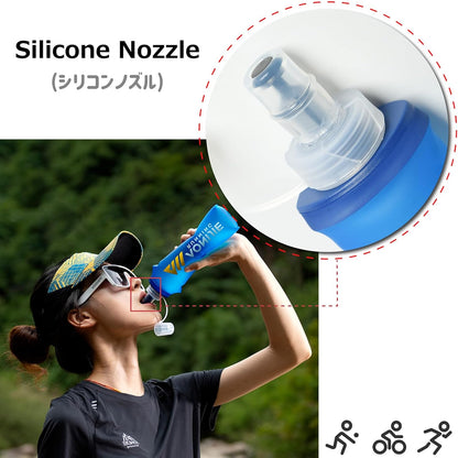 TPU Soft Flask Collapsible Water Bottle 250Ml 420Ml 450Ml 500Ml 610Ml 710Ml Folding Running Hydration Flask Handheld Squeeze for Sports Hiking Cycling Jogging Marathon