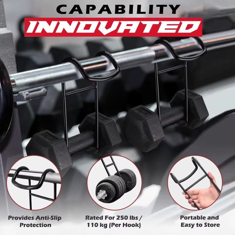 2-Pack Dumbbell Spotter Hooks, 250 Lbs Load Capacity Heavy Duty Dumbbell Hooks for Dumbbell Bench Press, Chest & Shoulder Workou